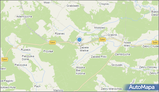 mapa Zabiele Wielkie, Zabiele Wielkie na mapie Targeo